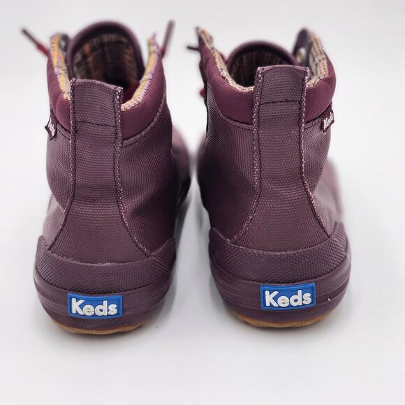 Keds Scout Fabric Lined Waxed Rain Ankle Bootie Burgundy Sneakers Size 7.5 S0048 - Picture 8 of 13
